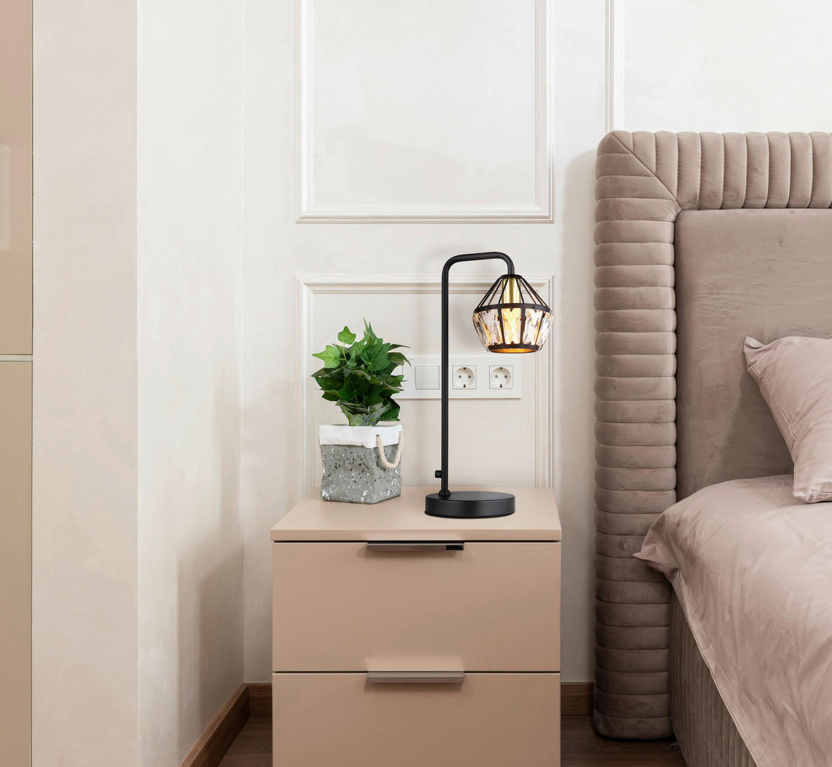 GLOBO Tischleuchte schwarz Metall B/H/T: ca. 12,5x43x21,5 cm E14 1 Brennstellen LOIS - schwarz (12,50/43,00/21,50cm) - GLOBO