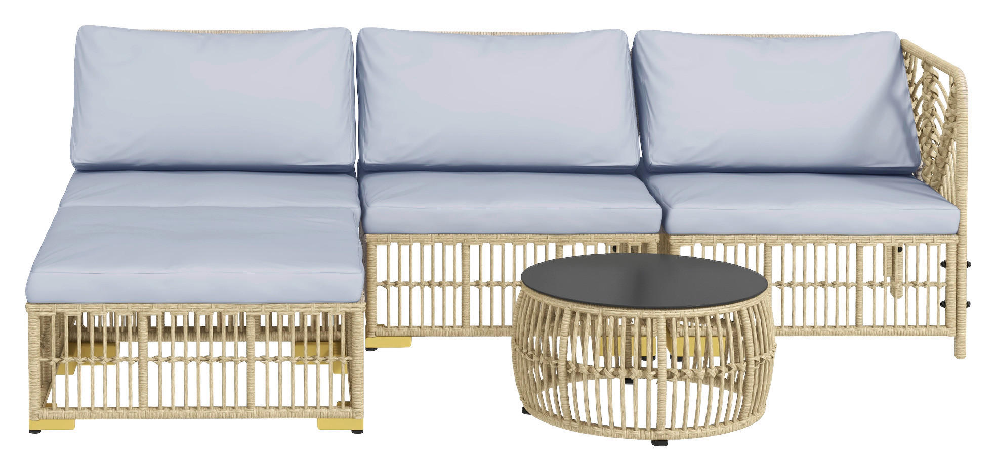 Outsunny Sitzgruppe grau Polyester B/H/L: ca. 73x73x73 cm Rattan_Gartengarnitur - beige/grau (73,00/73,00/73,00cm) - Outsunny