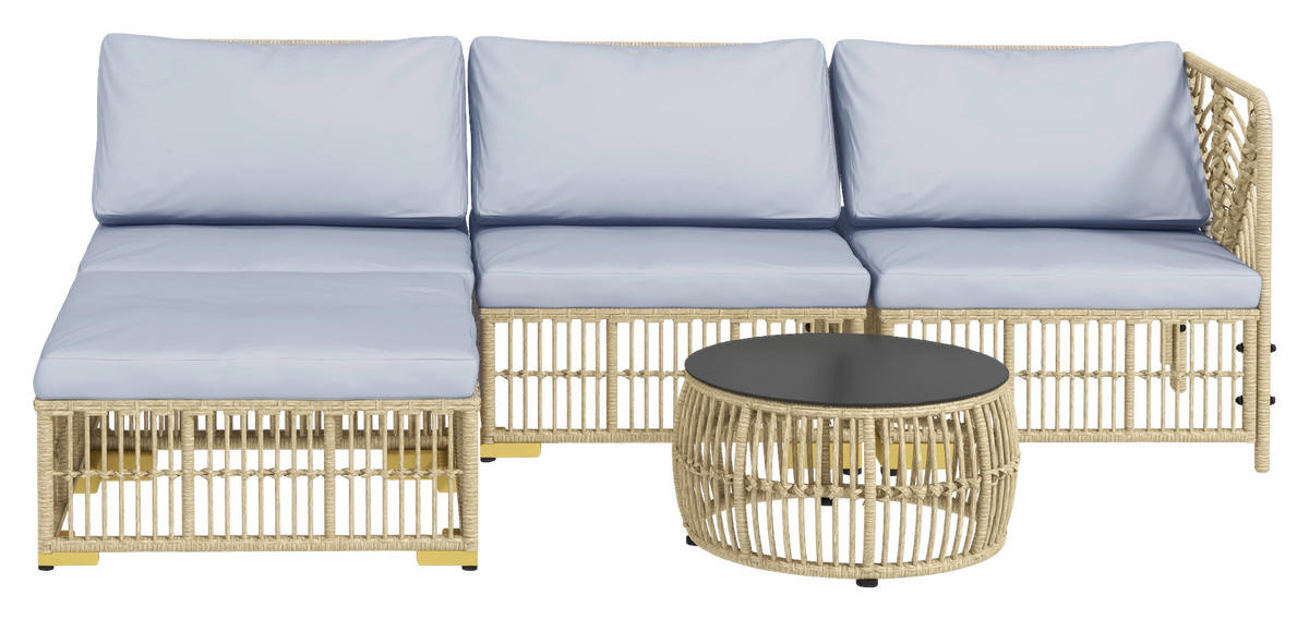 Outsunny Sitzgruppe grau Polyester B/H/L: ca. 73x73x73 cm Rattan_Gartengarnitur - beige/grau (73,00/73,00/73,00cm) - Outsunny