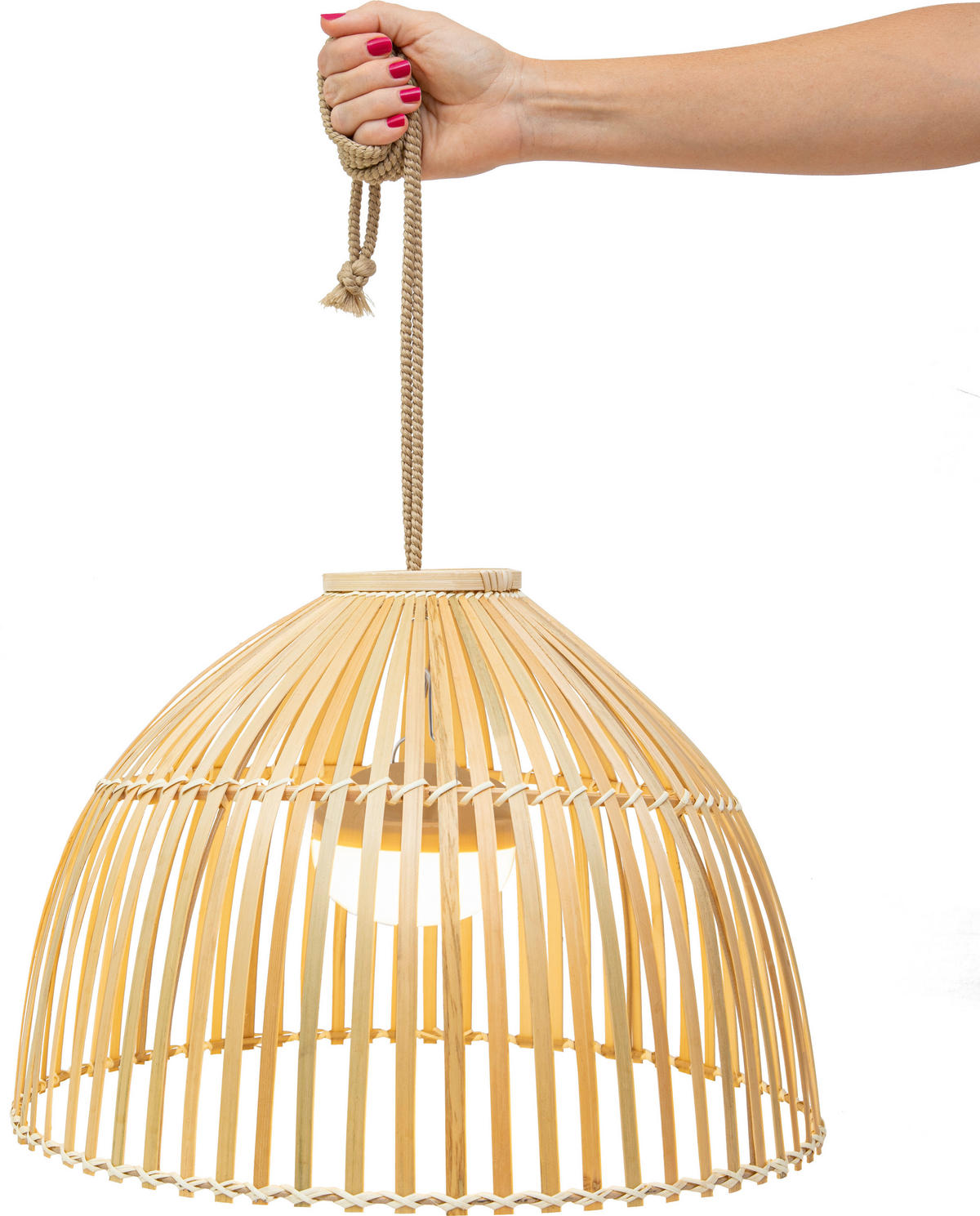 NewGarden LED-Pendelleuchte beige Rattan B/H/L: ca. 43,5x30,5x43,5 cm 1.0 Brennstellen REONA 30 - beige (43,50/43,50/30,50cm) - NewGarden