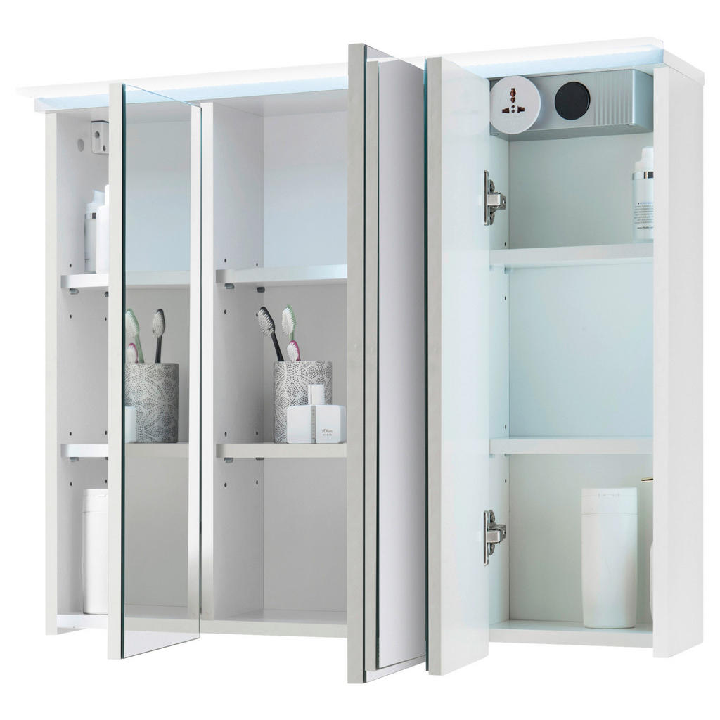 Thumbnail - Spiegelschrank Four weiß B/H/T: ca. 80x68x23 cm