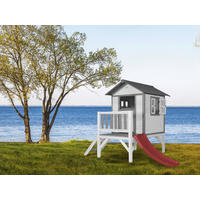 AXI Spielhaus Lodge XL grau B/H/T: ca. 240x189x167 cm Lodge XL - weiß/rot (240,00/189,00/167,00cm) - AXI