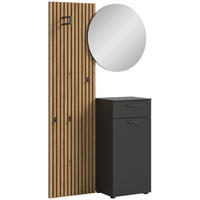 Garderobe Delton Basalt Eiche Artisan Nachbildung B/H/T: ca. 96x192x37 cm Delton - Eiche/Basalt (96,00/192,00/37,00cm) - xonox.home