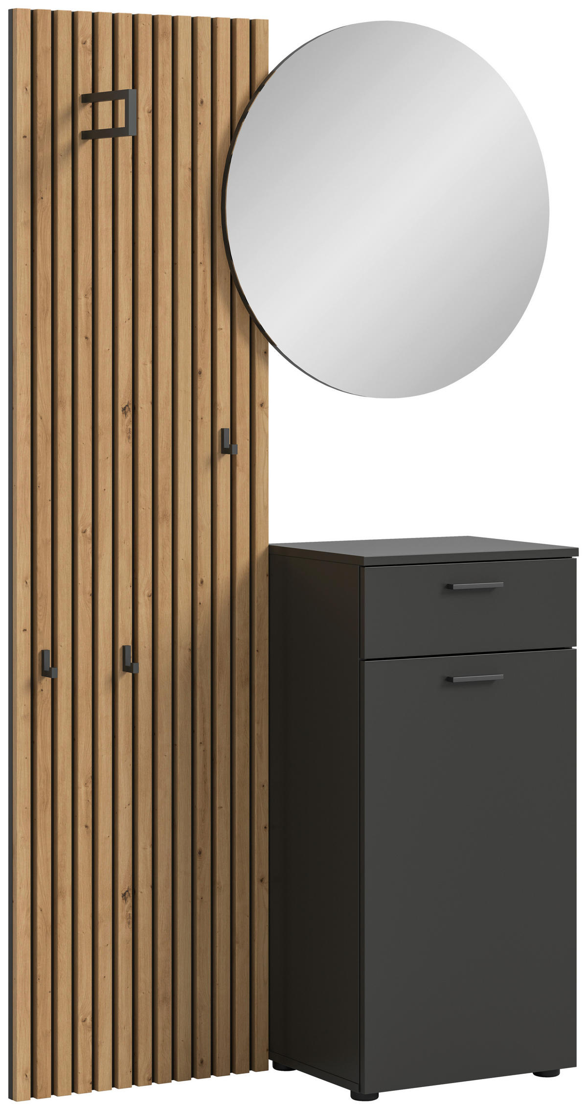 Garderobe Delton Basalt Eiche Artisan Nachbildung B/H/T: ca. 96x192x37 cm Delton - Eiche/Basalt (96,00/192,00/37,00cm) - xonox.home