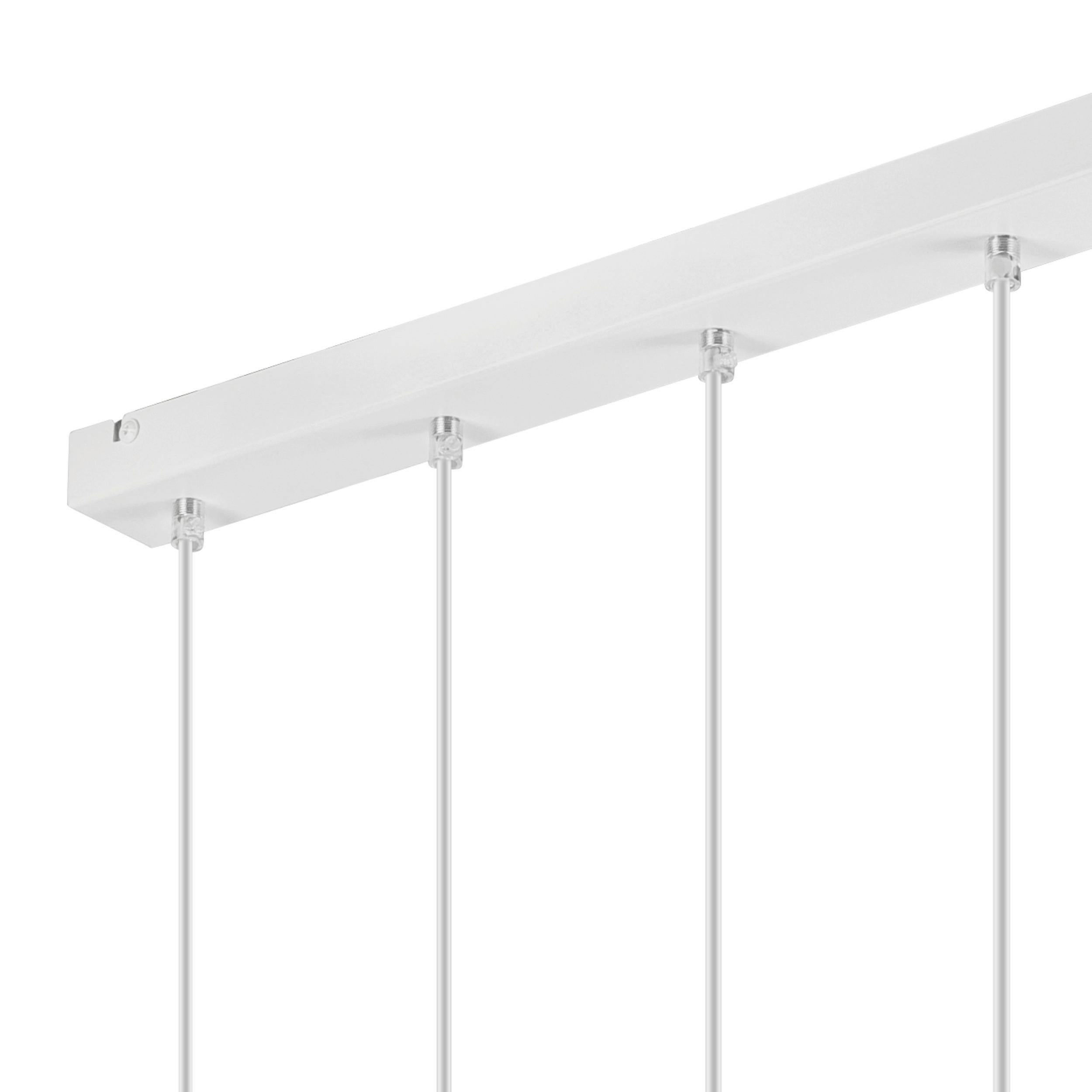 Lamkur Pendelleuchte SIMON 37332 weiß Stahl Holz H/L: ca. 94x60 cm E27 5 Brennstellen Simon - weiß (60,00cm) - Lamkur