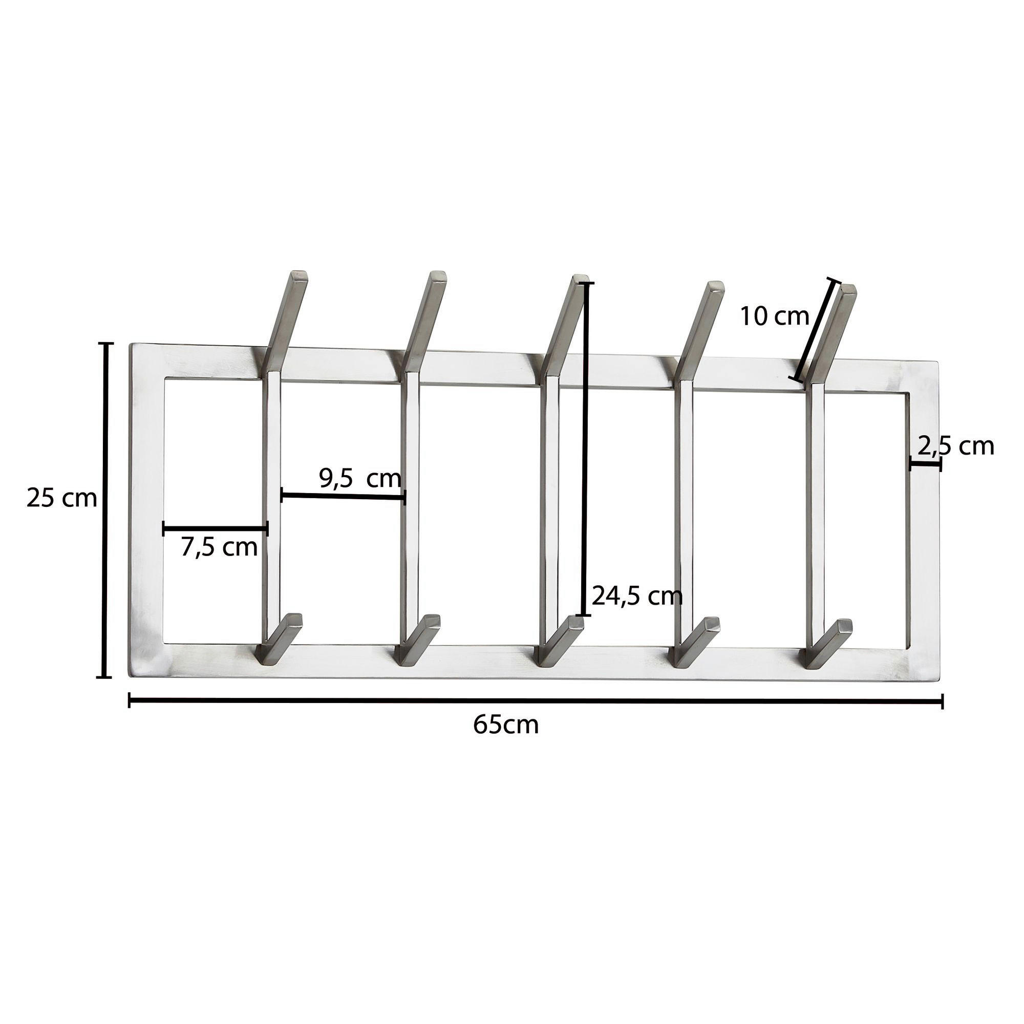 Garderobe Stahl poliert B/H/T: ca. 65x30x10 cm Garderobe - Stahl (65,00/30,00/10,00cm) - Wohnling