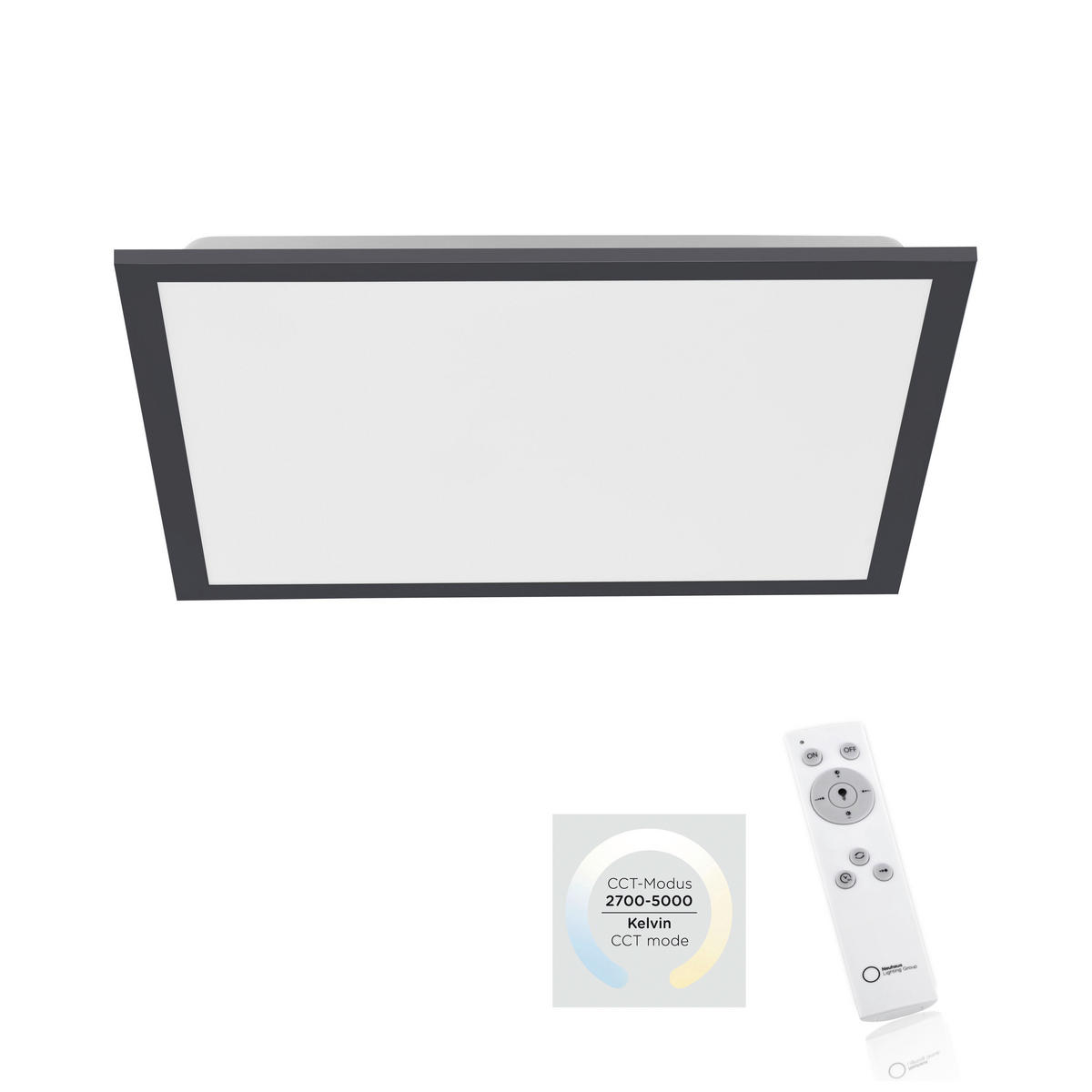 Just Light LED-Deckenpanel FLAT 14755-18 schwarz weiß Kunststoff Metall B/H/T: ca. 44,5x7x44,5 cm 1 Brennstellen FLAT - weiß/schwarz (44,50/7,00/44,50cm) - Just Light
