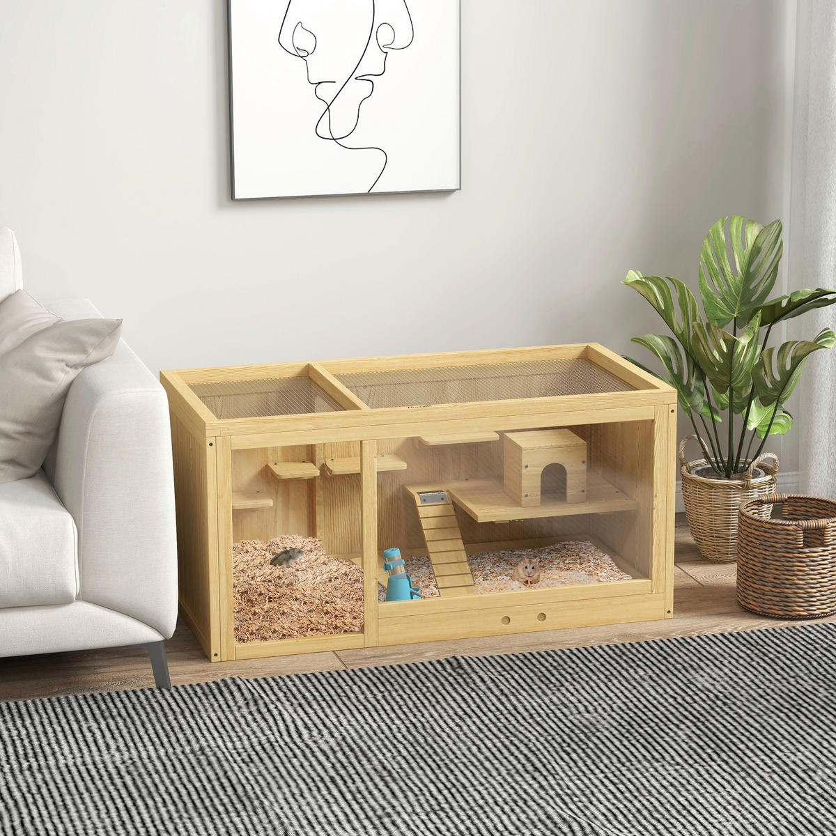 PawHut Tier-Zubehör natur Polypropylen B/H/L: ca. 50x100x50 cm Hamsterkäfig - natur (50,00/50,00/100,00cm) - PawHut