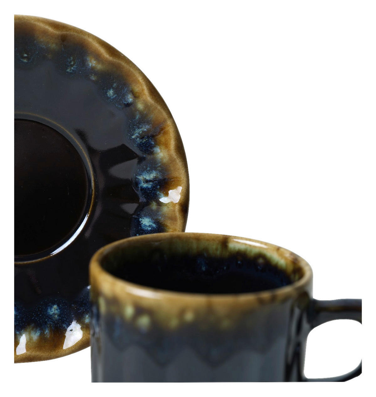 HermiaConcept Teetasse 12-tlg. gold Steingut 12-tlg. - gold/dunkelblau - HermiaConcept