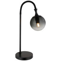 GLOBO Tischleuchte mattschwarz Rauch Kunststoff Metall Glas B/H/T: ca. 22,5x57,5x18 cm E27 1 Brennstellen DALTON - mattschwarz/Rauch (22,50/57,50/18,00cm) - GLOBO