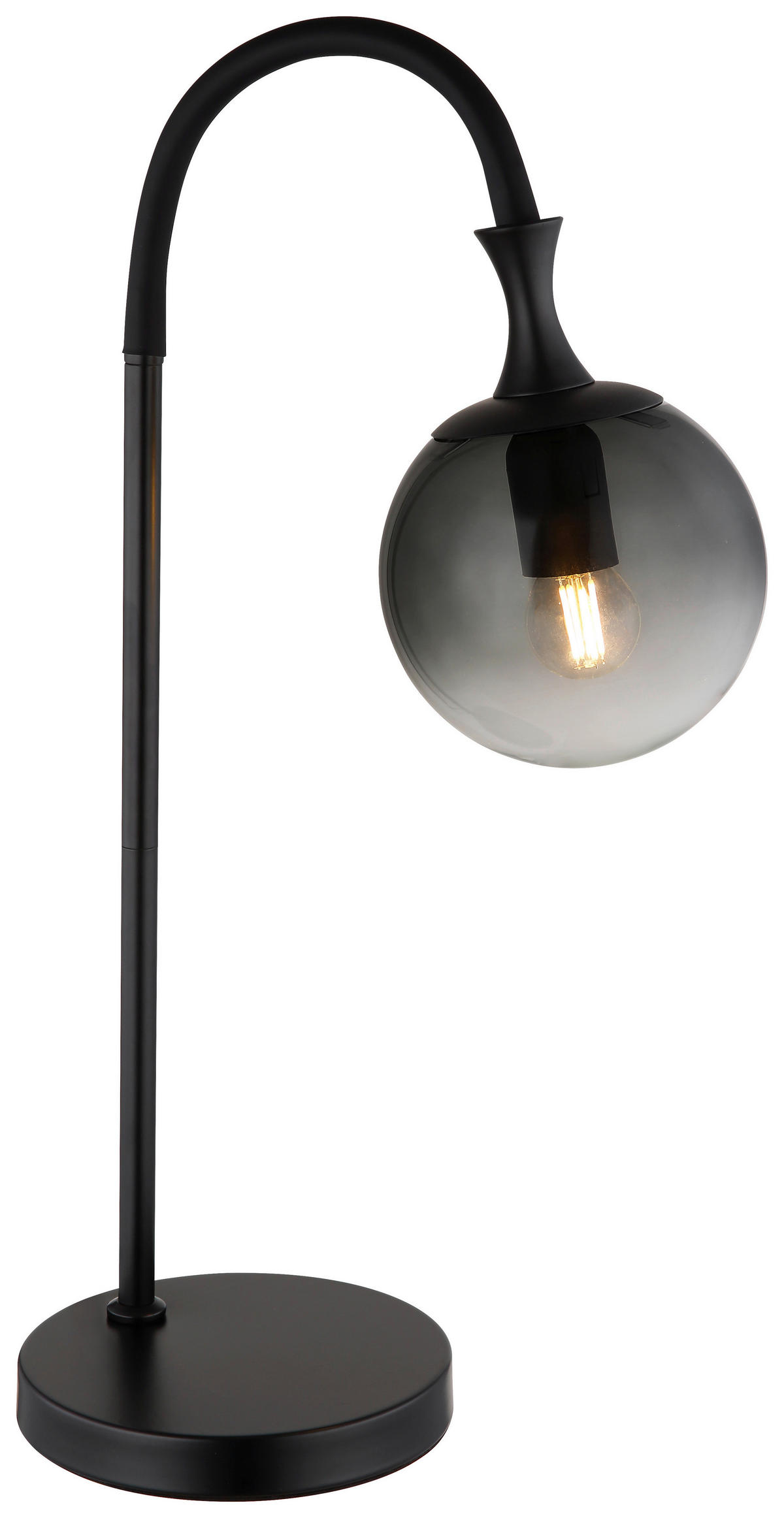 GLOBO Tischleuchte mattschwarz Rauch Kunststoff Metall Glas B/H/T: ca. 22,5x57,5x18 cm E27 1 Brennstellen DALTON - mattschwarz/Rauch (22,50/57,50/18,00cm) - GLOBO