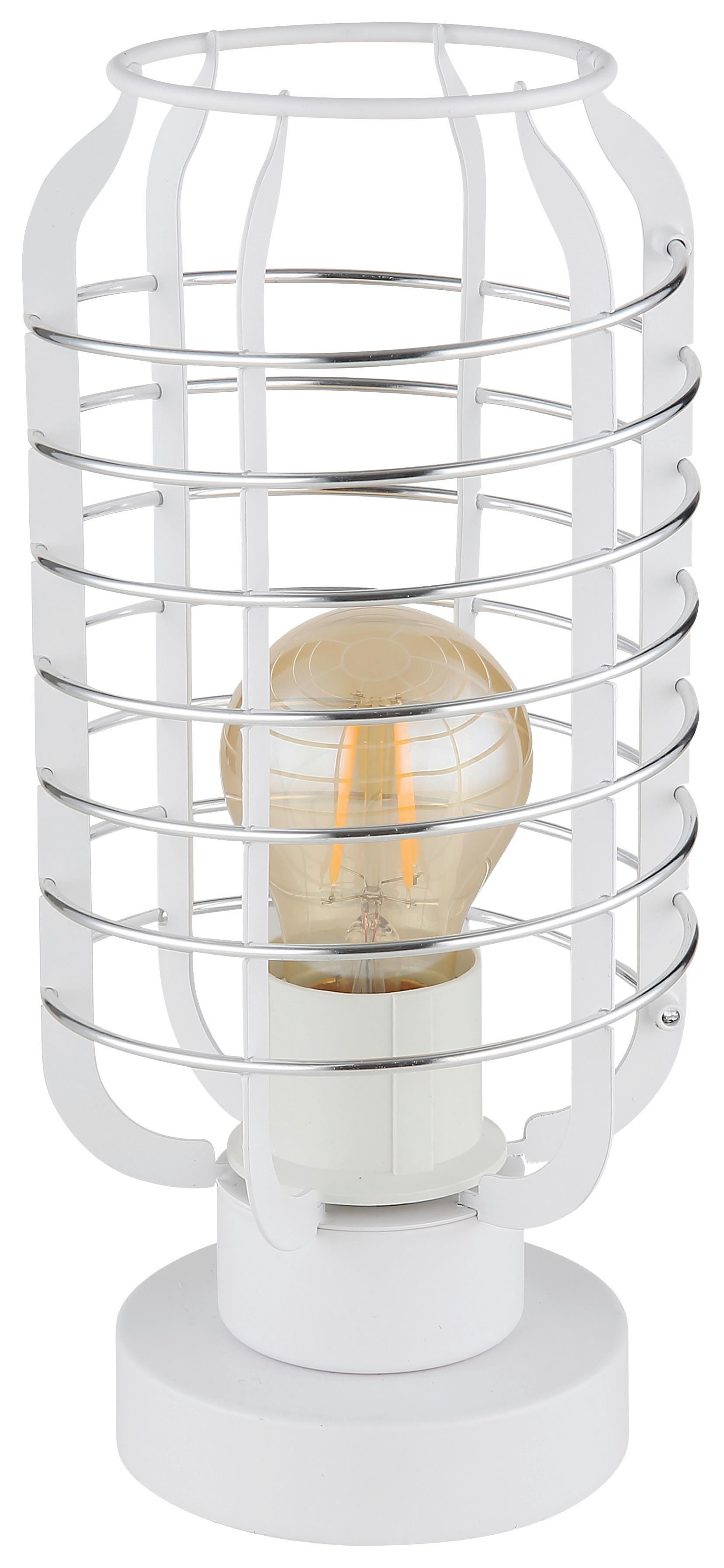 GLOBO Tischleuchte Chrom weiß Aluminium Metall B/H/L: ca. 18x19x33 cm E27 1 Brennstellen Tischleuchte-Nesa - weiß/Chrom (33,00/18,00/19,00cm) - GLOBO