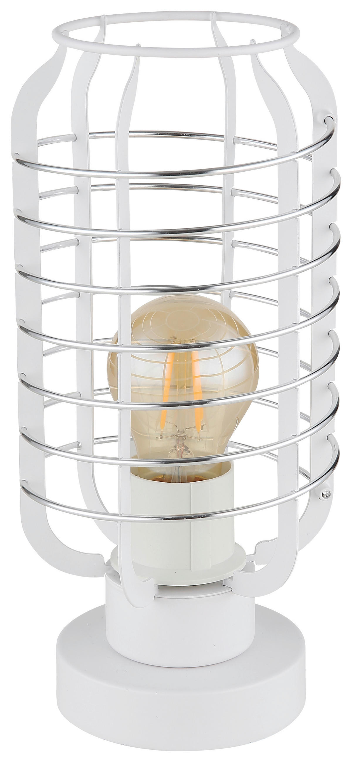 GLOBO Tischleuchte Chrom weiß Aluminium Metall B/H/L: ca. 18x19x33 cm E27 1 Brennstellen Tischleuchte-Nesa - weiß/Chrom (33,00/18,00/19,00cm) - GLOBO