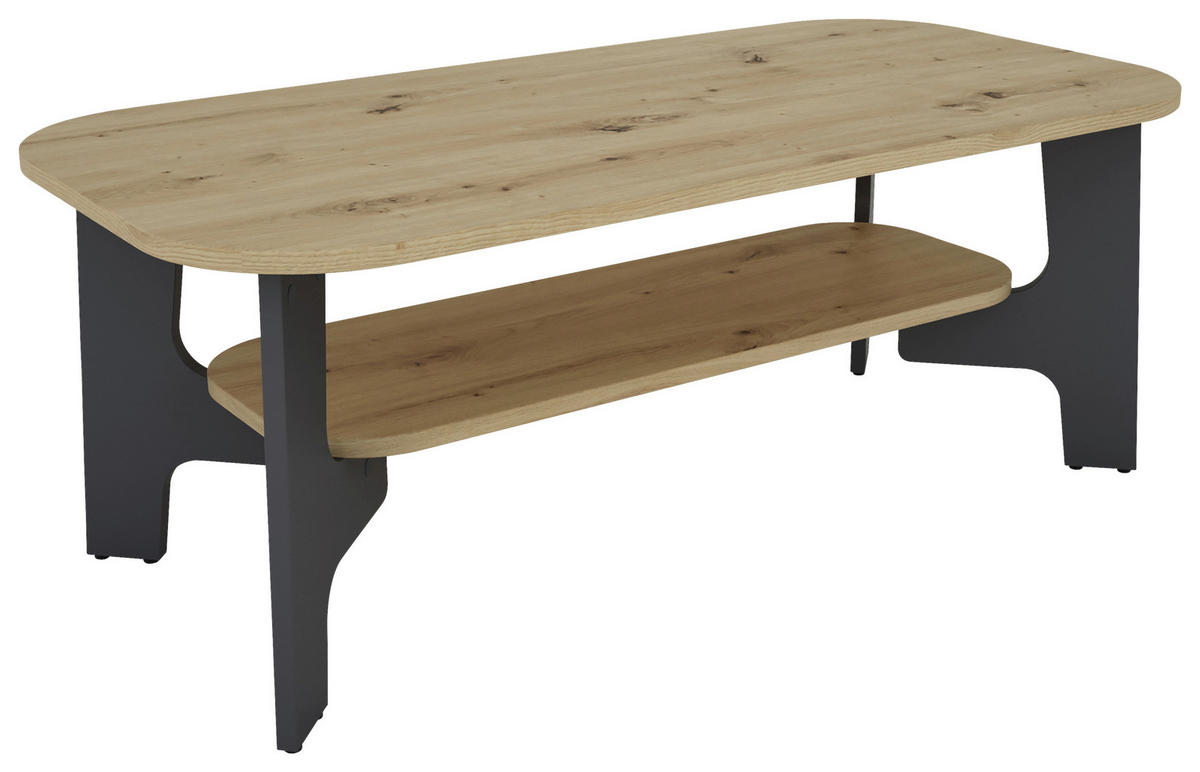 Couchtisch JONNY Eiche Nachbildung anthrazit B/H/T: ca. 110x42,5x55 cm JONNY - Eiche/anthrazit (110,00/42,50/55,00cm) - byLIVING