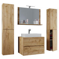 Waschplatz 5tlg-Lendas weiß Eiche Honig Nachbildung B/H/T: ca. 80x52x52 cm 5tlg-Lendas - Eiche/weiß (80,00/52,00/52,00cm) - VCM Möbel